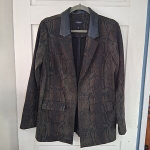 Liverpool LA Python Print Open Front Boyfriend Blazer w/ Faux Leather Collar